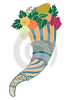 Clipart of Fruit cornucopia Design Ornament