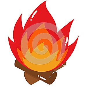 clipart illustration of bonfire. Icon for web. Isolated on white background.
