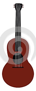 Clipart of a maroon guitar vector or color illustration