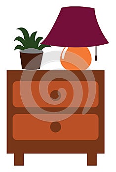 Clipart of a nightstand side table with two drawers for bedrooms, vector or color illustration