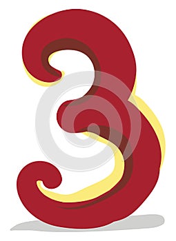 Clipart of the numerical number three or 3 in red color  vector or color illustration