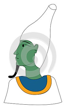 Clipart of the Osiris turning to the left isolated on white background viewed from the front, vector or color illustration