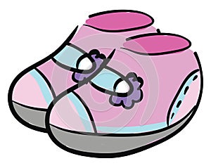 Clipart of a pair of baby`s pink shoes vector or color illustration