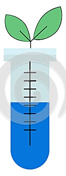 Clipart of a plant in graduated cylinders or test tubes, vector or color illustration
