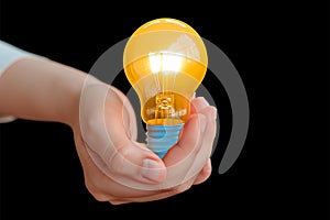 Clipart Problem solving 3D concept Hand holding lightbulb for new ideas illustration on White Background