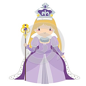 Clipart of the queen in purple dress with sceptre photo