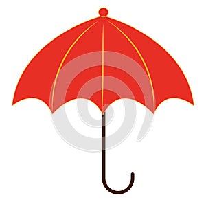 Clipart of a red-colored compact and light umbrella/Red umbrella with hook handle looks stylish vector or color illustration