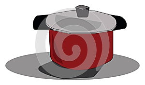 Clipart of a red cookware with tempered glass lid vector or color illustration