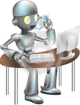 Clipart robot sitting desk