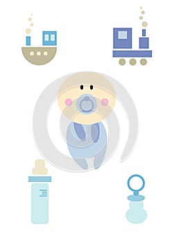 Clipart Set: Baby boy (blue)