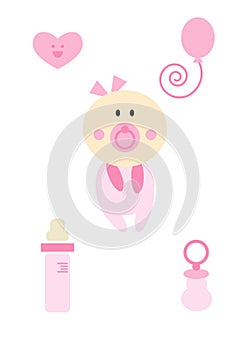 Clipart Set: Baby girl (pink)