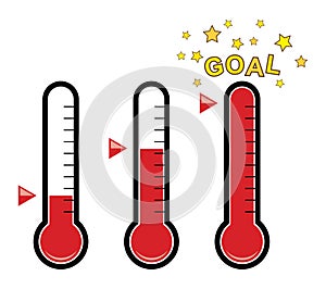 Clipart set of goal thermometers, vector