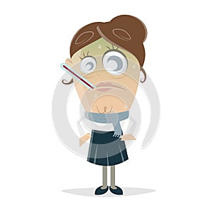 Clipart of a sick woman