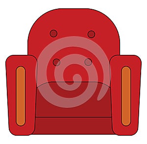Clipart of the single-seater red arm-chair, vector or color illustration