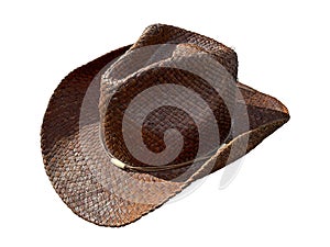 Illustration of a brown straw cowboy hat isolated on white photo