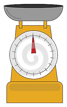Clipart of yellow-colored Libra weighing scale/Mechanical dial spring weighing scale/Spring scale balance vector or color