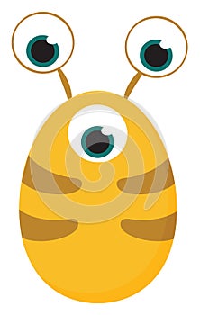 Clipart of yellow-colored monster with three bulging eyes vector or color illustration