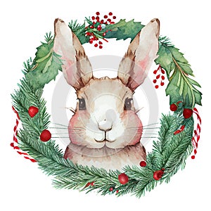 Cliparts Christmas Wreath Animal watercolor