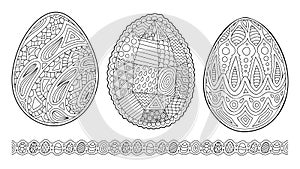 Cliparts for coloring book pages with eggs