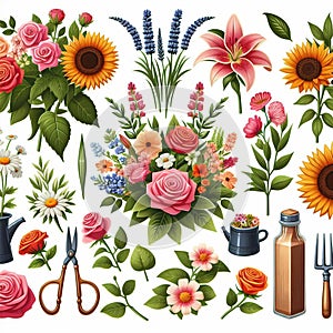 Cliparts Flowers packs illustration