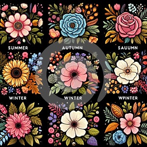 Cliparts Flowers packs illustration