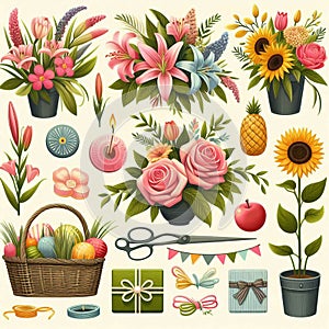 Cliparts Flowers packs illustration