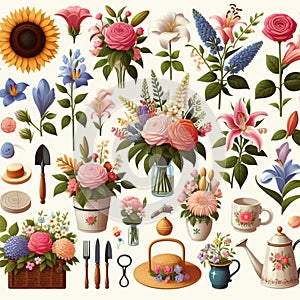 Cliparts Flowers packs illustration