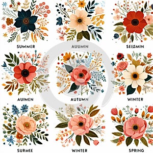 Cliparts Flowers packs illustration