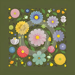 Cliparts Flowers packs illustration