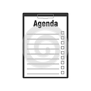 Clipboard agenda. Vector illustration flat design. Isolated on background. White sheets with marks