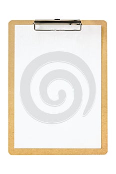 Clipboard with blank white paper