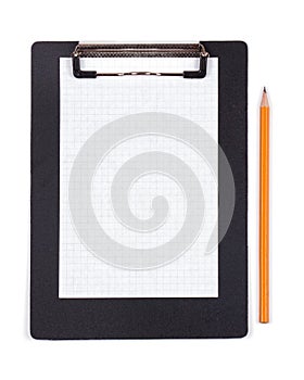 Clipboard with blank white piece of paper