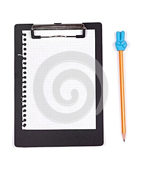 Clipboard with blank white piece of paper