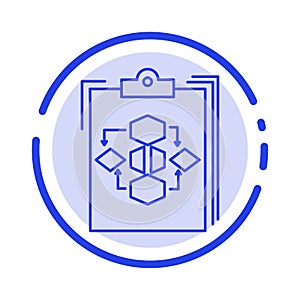 Clipboard, Business, Diagram, Flow, Process, Work, Workflow Blue Dotted Line Line Icon