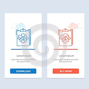 Clipboard, Business, Diagram, Flow, Process, Work, Workflow  Blue and Red Download and Buy Now web Widget Card Template