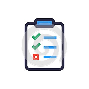 Clipboard and check marks. Flat style design vector illustration