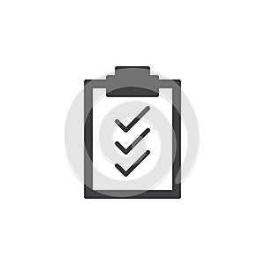 Clipboard check marks icon vector, filled flat sign