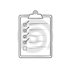Clipboard with Checked Boxes Checklist Outline Vector Illustration Task List