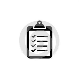 Clipboard checklist icon. Black isolated checklist with checkmarks.