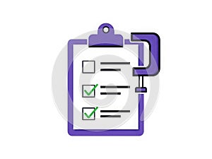 Clipboard with checklist icon isolated on white background