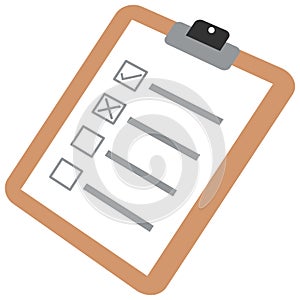 Clipboard with checklist icon. Survey form and questionnaire paper for collecting data.