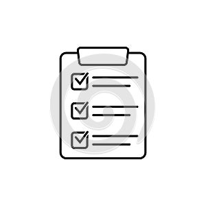 Clipboard with checklist icon, symbol for web site and app design. Vector illstration.