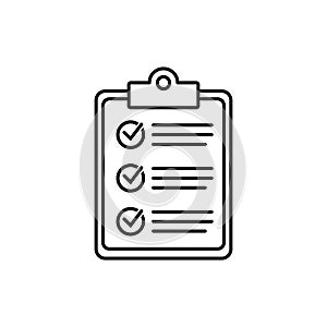 Clipboard with checklist icon, symbol for web site and app design. Vector illstration.