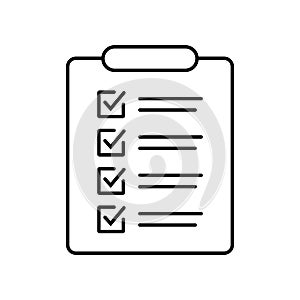 Clipboard and checklist line icon. Project management, questionnaire icon. To do list vector icon.