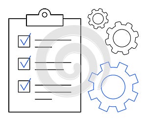 Checklist on Clipboard with Gears Representing Process and Workflow Optimization