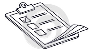 Clipboard with checklist, task completion, project management tool vector design Generative AI