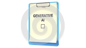 Clipboard checklist text Generative AI. The concept of planning and execution. 3D animation.