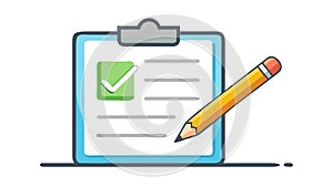 Clipboard with checkmark and pencil for task completion, vector design Generative AI