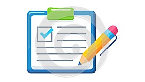 Clipboard with completed checklist and pencil, vector design Generative AI