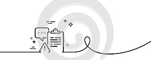 Clipboard document line icon. Attention task sign. Continuous line with curl. Vector